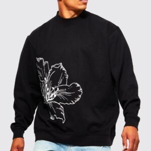 LINE DRAWN FLOWER PRINT SWEATSHIRT