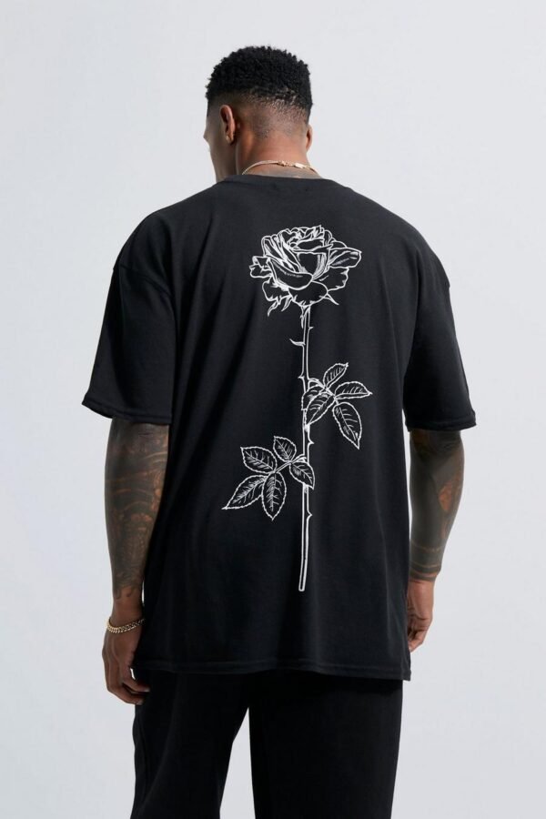 LINE DRAWN ROSE STEM PRINT T-SHIRT