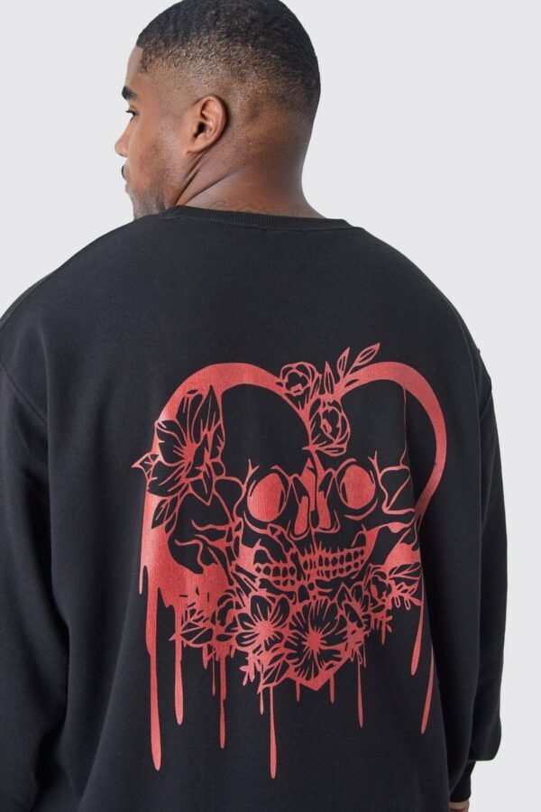 SKULL HEART GRAPHIC SWEATSHIRT